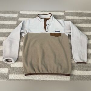 Women’s Patagonia Synchilla Pullover White and Tan Two-Tone - Medium